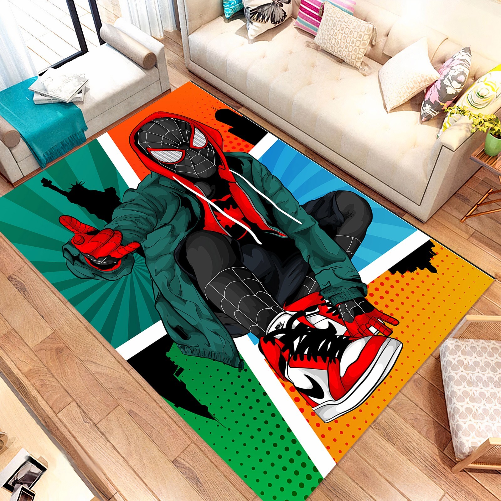 Spiderman Art Rug,Spiderman Rug,Spiderman and Sneakers,For Kids Room Rug,GiftRug