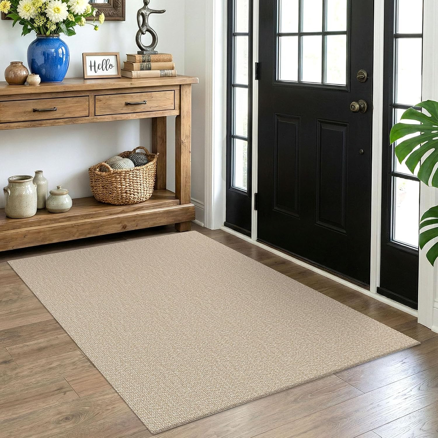 Washable Area Rug 4X5 Ft Non Slip Rugs for Entryway Braided Throw Rugs Bedroom C