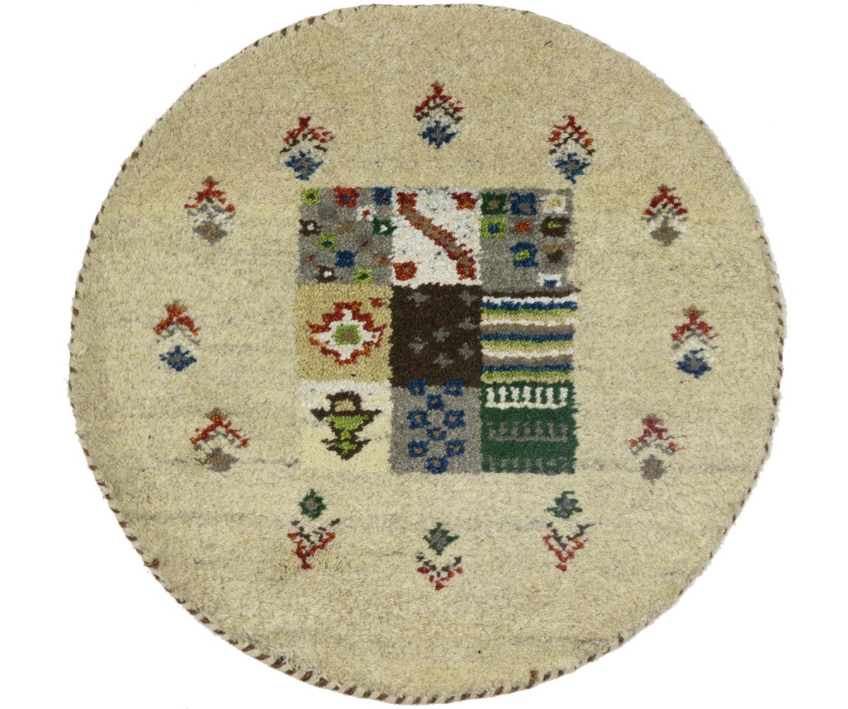 2X2 Handmade Indo-Gabbeh Round Rug Tribal Plush Wool Oriental Floor Carpet