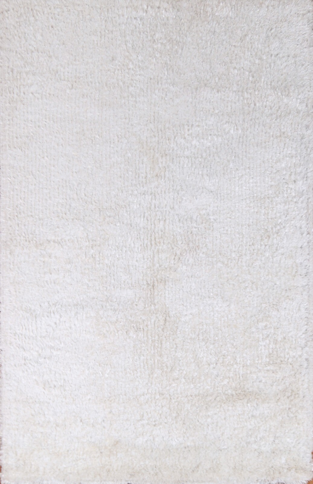 Contemporary Shaggy Solid Oriental Area Rug 5’x8′ Ivory Thick Plush Hand-tufted