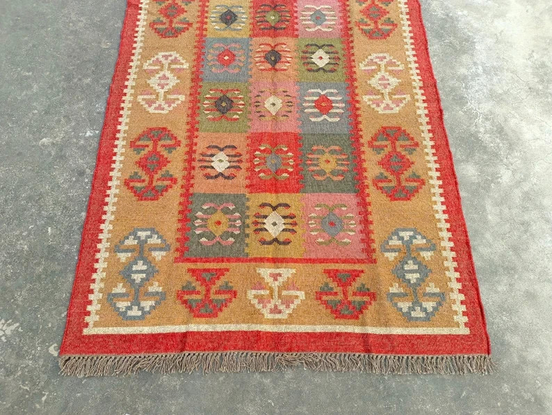 Handmade navajo rug Wool Jute Vintage moroccan Rug Kilim Rug Aztec rug carpet