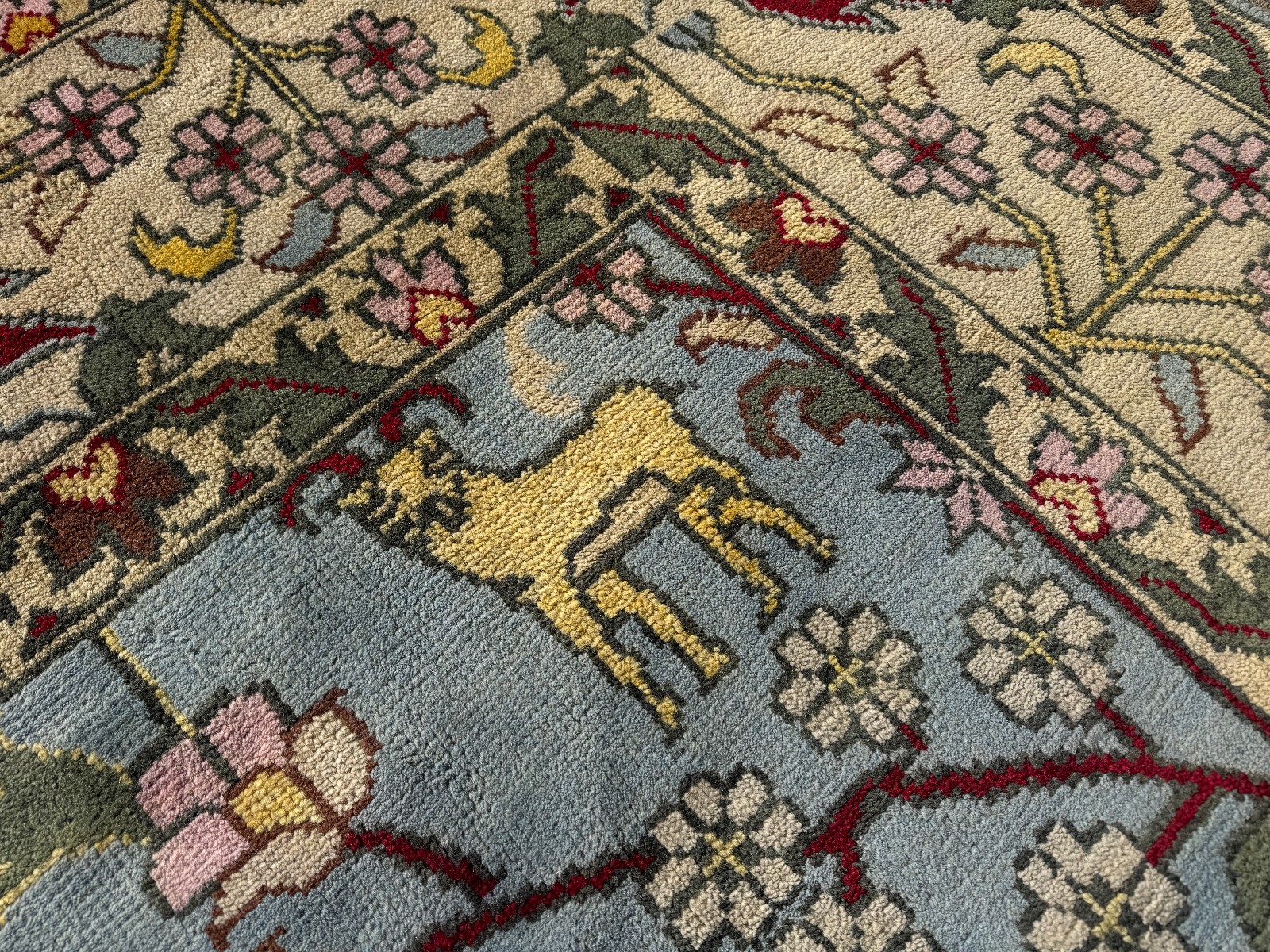 9×12 NEW COLORFUL WOOL RUG BLUE OUSHAK HANDMADE HAND-WOVEN tree of life animals