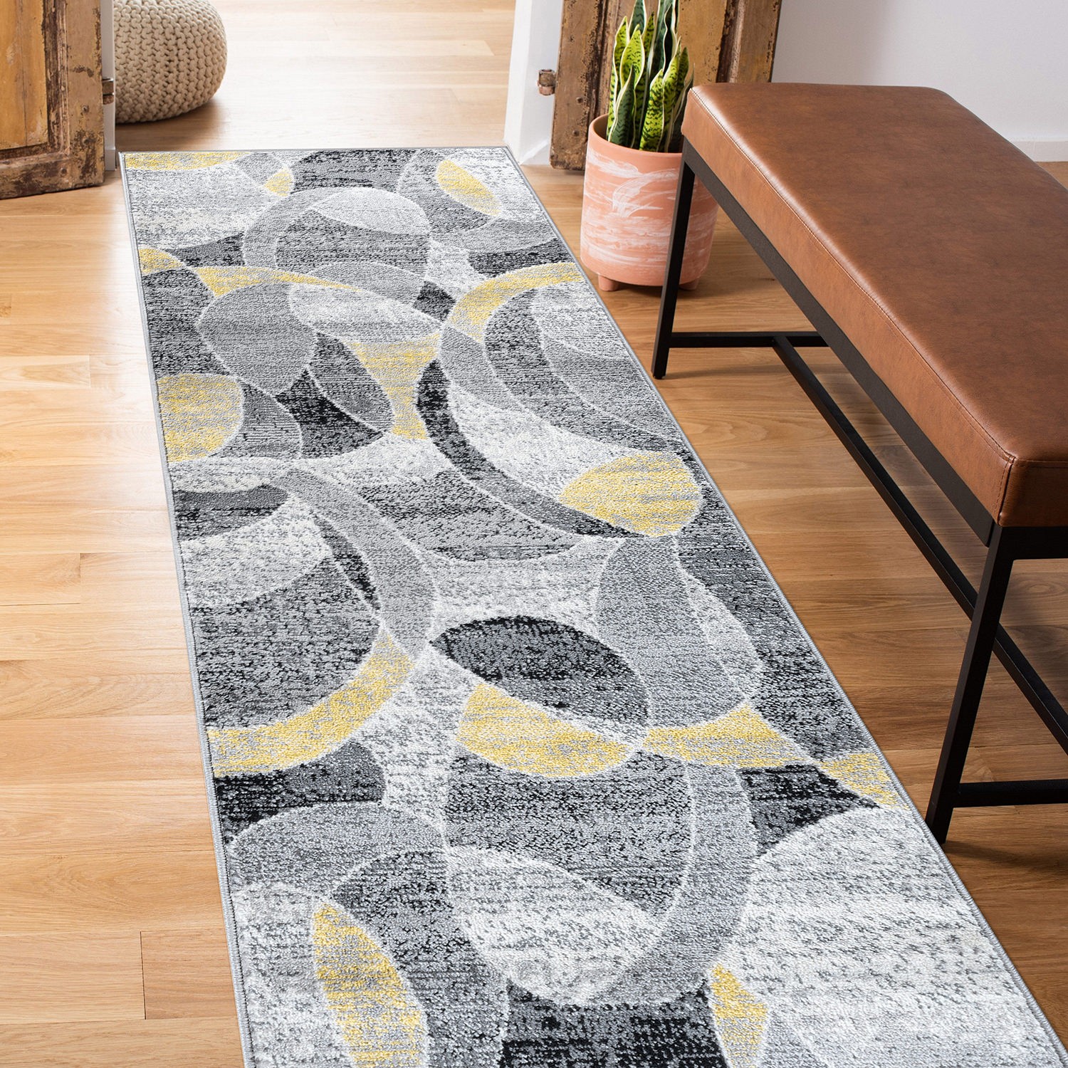Rugshop Rugs Runners Modern Distressed Circle Rugs Hallway Rug Bedroom Rugs 2×7