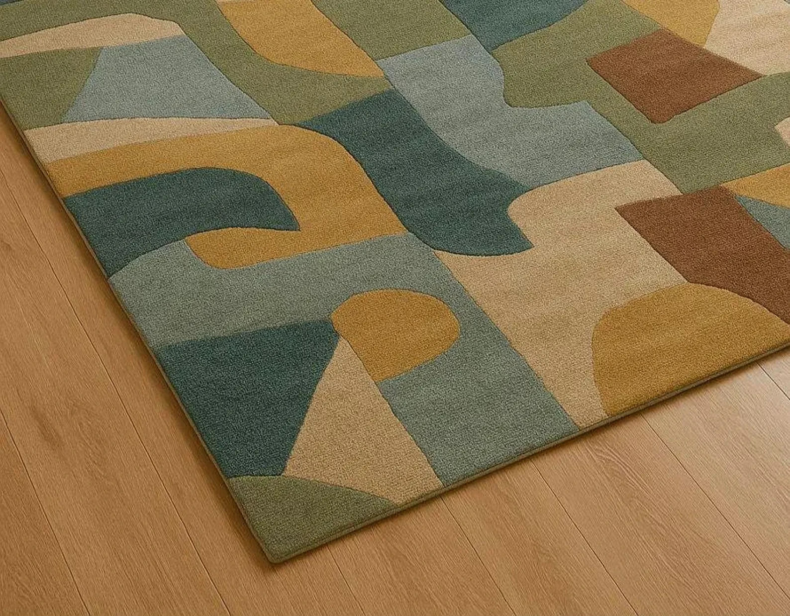 Hand Tufted 70s Retro Geometric Wool Area Rug Modern Abstract Area Rug Carpet