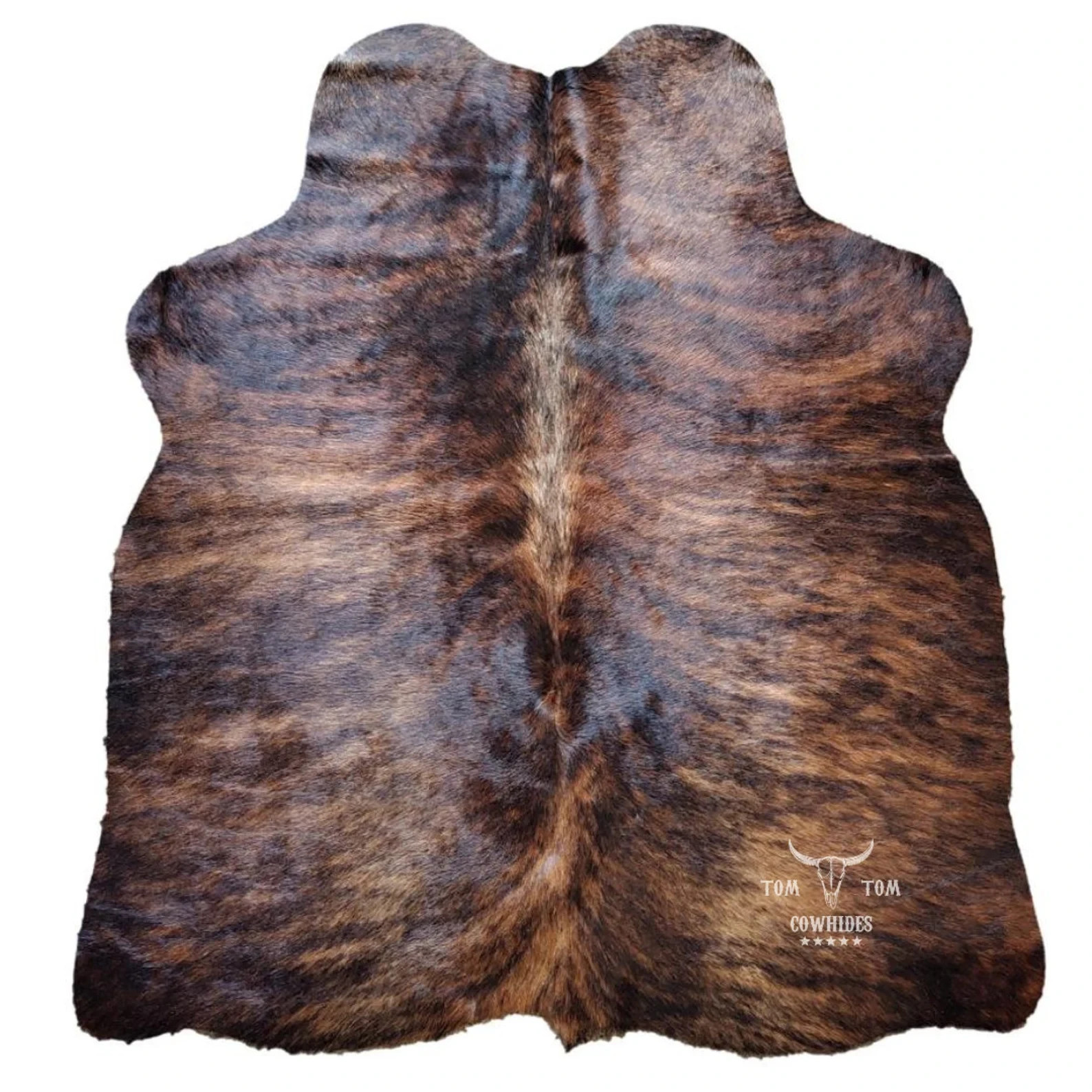 Cowhide Rug Small 4×3,5 Brindle Dark Natural Leather