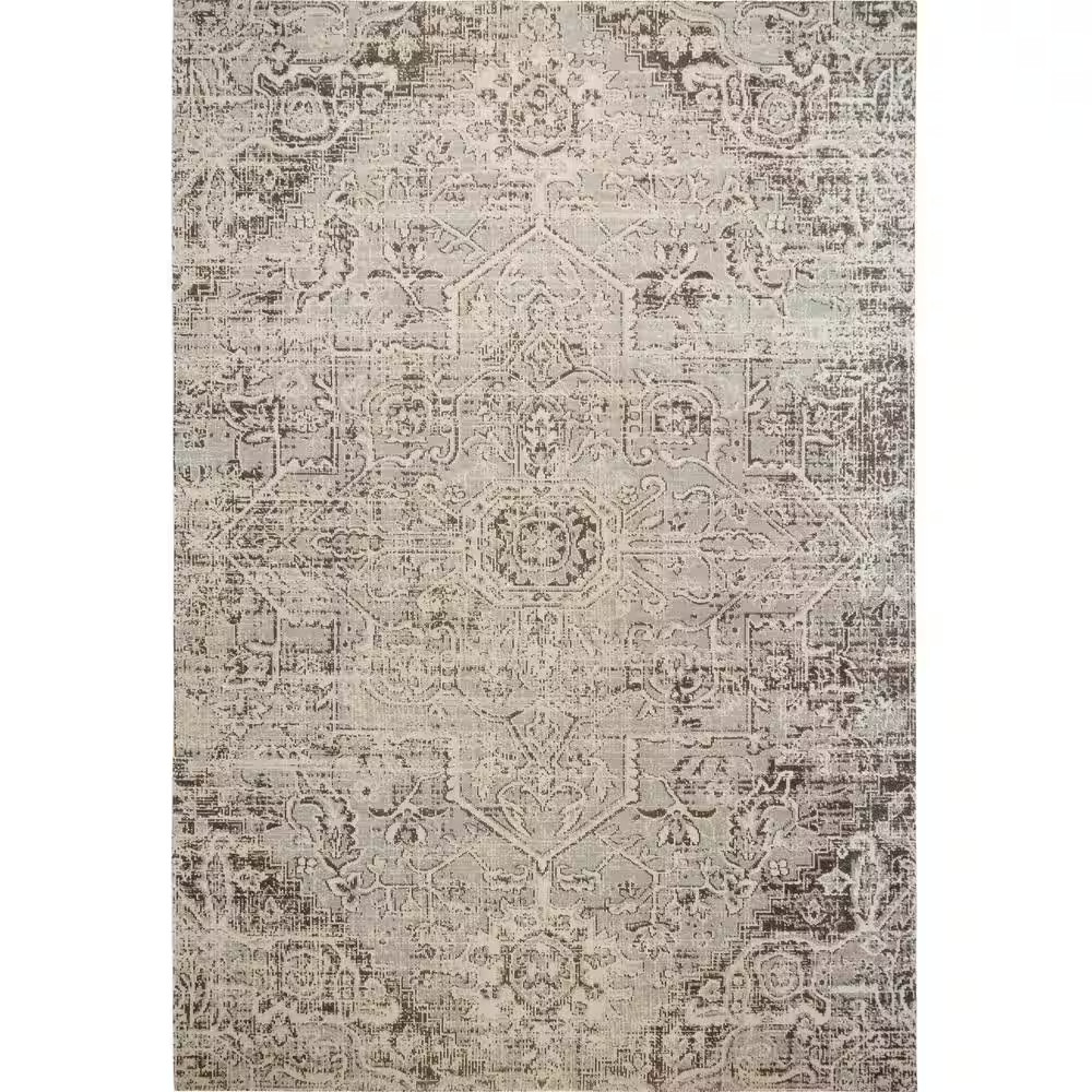 Patio Sofia Fleur Gray 8 Ft. X 10 Ft. Medallion Indoor/Outdoor Area Rug