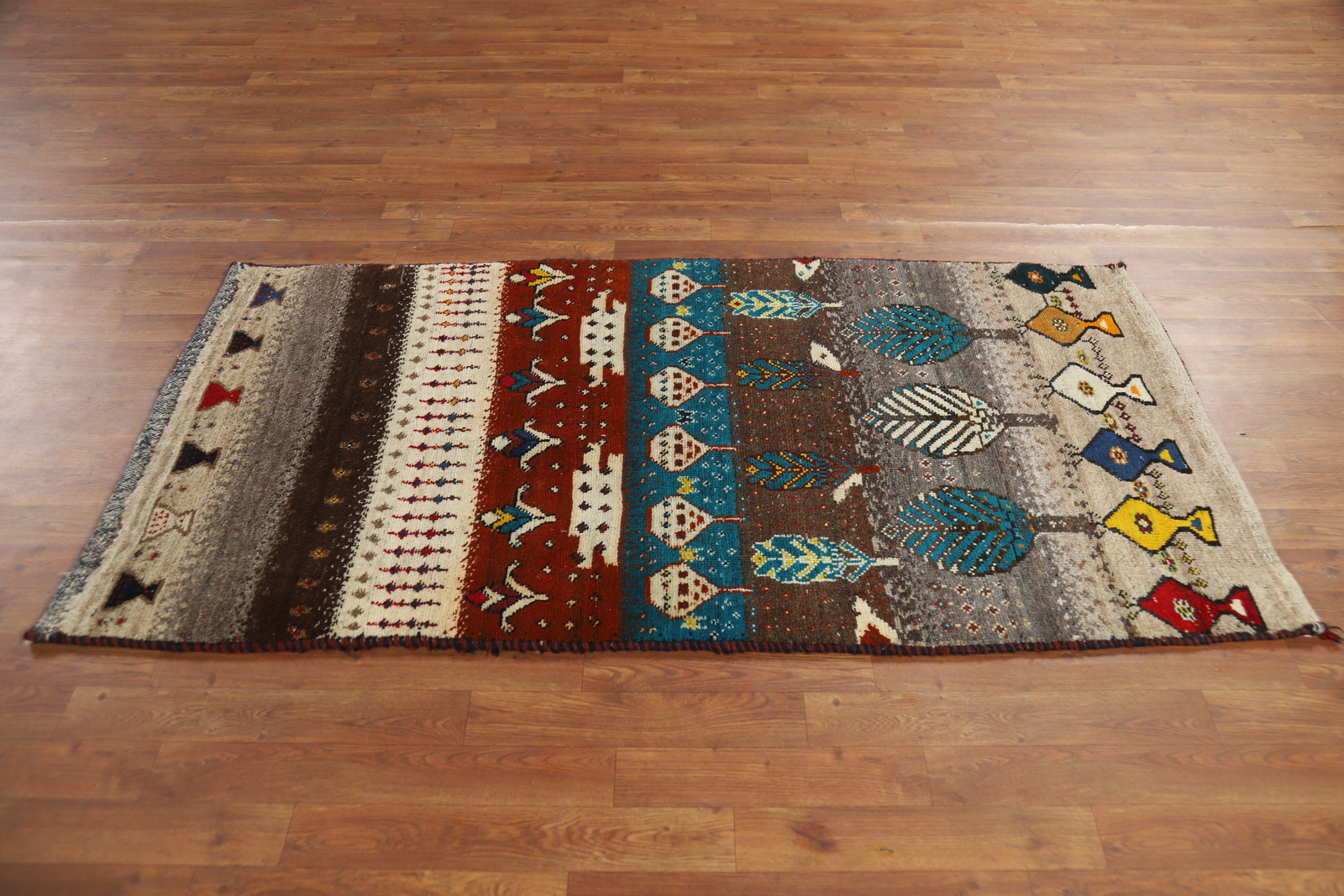Tribal Geometric Gabbeh Vintage Wool Nomad Hand-knotted Foyer Accent Rug 3×6