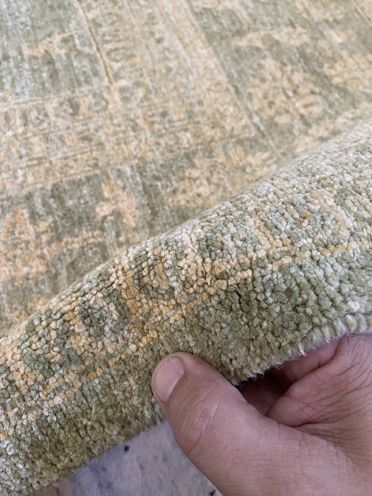 Peshawar Oriental Area Rug 6′ X 7′ New Oushak pastel Elegant Muted Gray/ Green