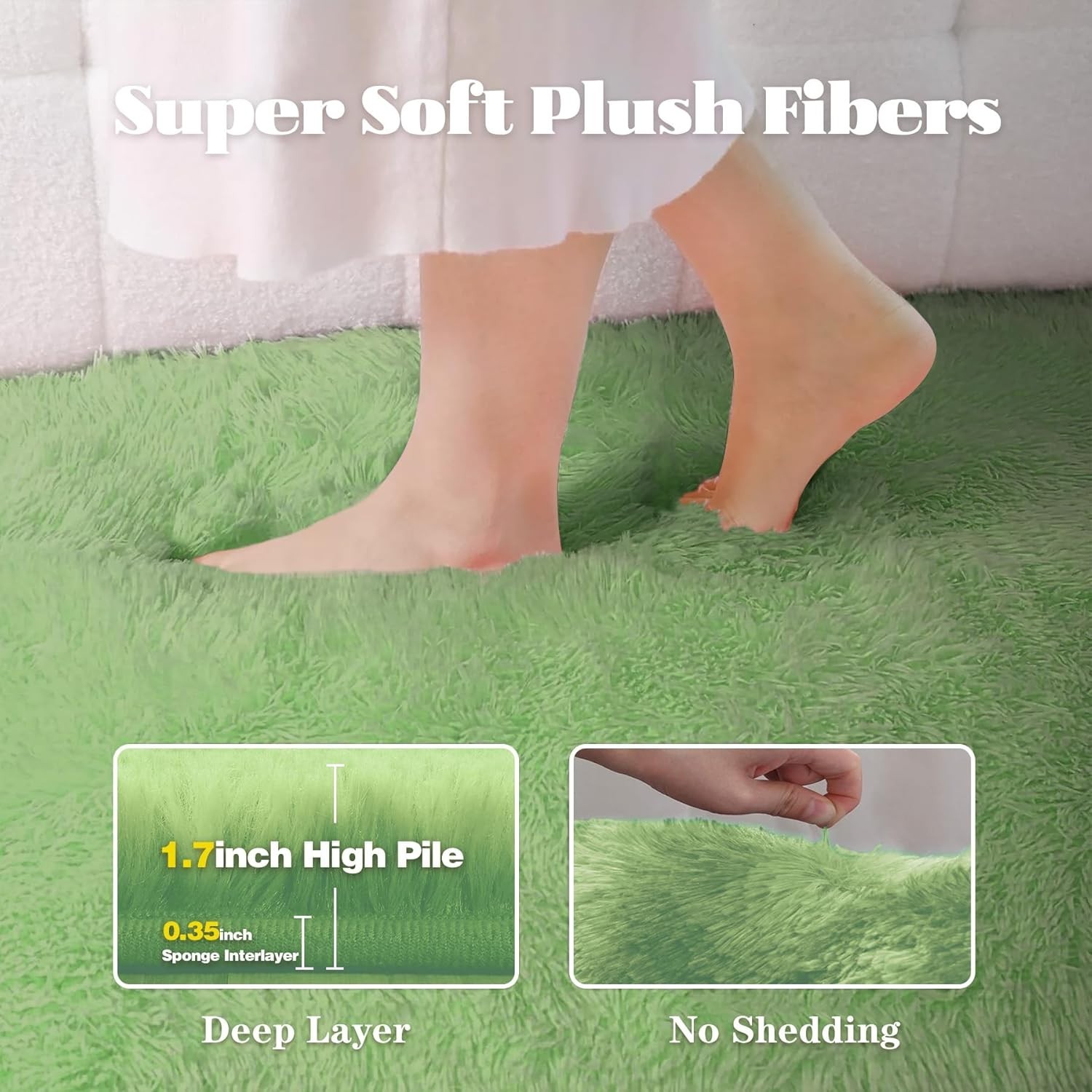 Fluffy Area Rugs 8×10 Non-Slip Shag Plush Mat Carpet for Living & Bedroom Floor