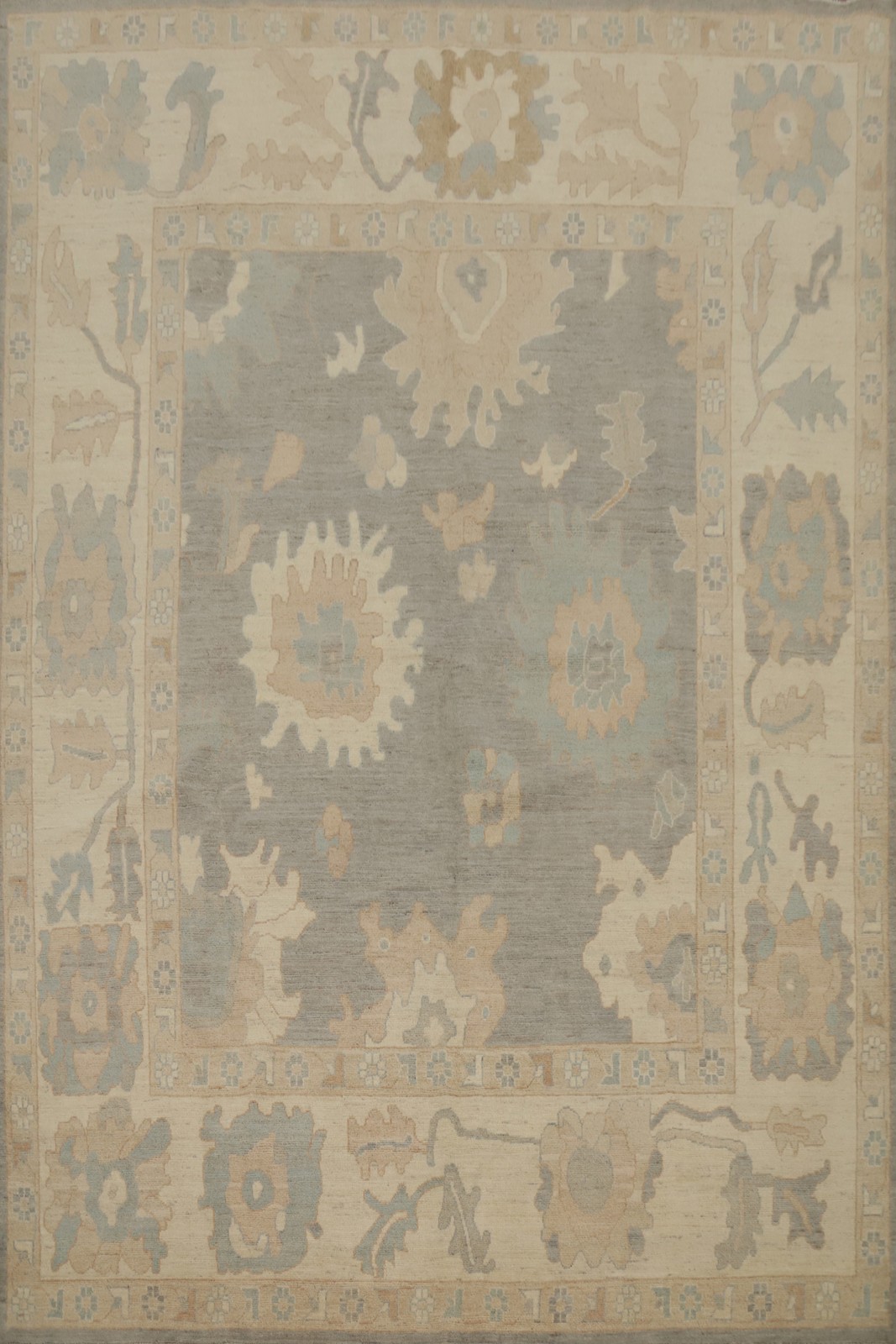 Gray Oushak Turkish Area Rug 8×10 Hand-knotted Wool Oriental Carpet for Any Room