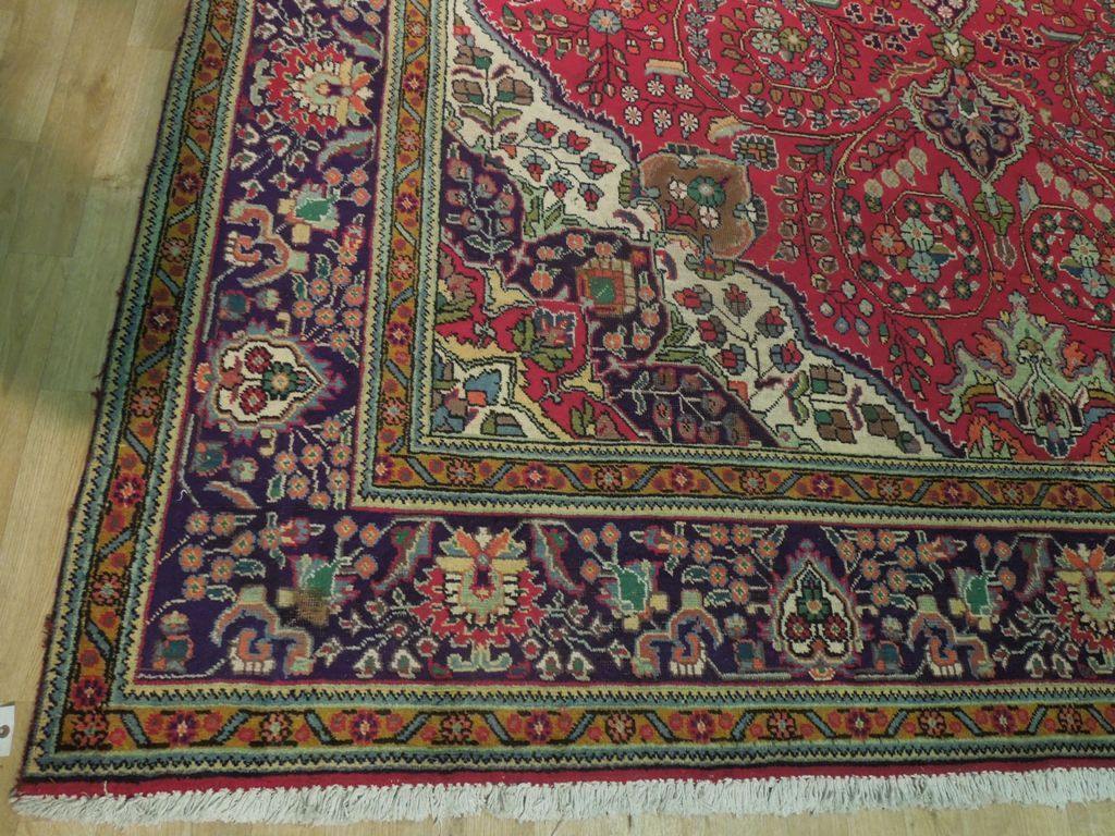 10′ x 13′ Handmade Red Pink Semi Antique Perssiaan Lilihan Rug 73833