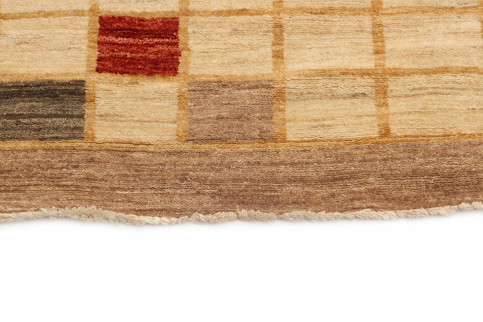 2.5X14 Hand-Knotted Gabbeh Carpet Tribal Ivory Fine Wool Runner Rug D18557