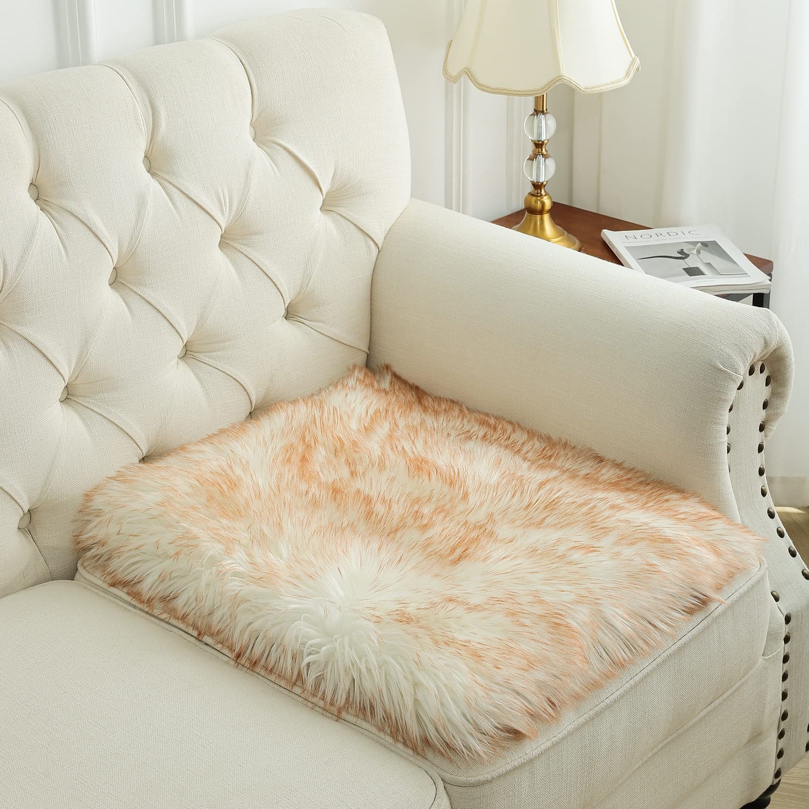 Square Faux Fur Sheepskin Chair Cover Seat Cushion Pad Super Soft Area Rugs f…