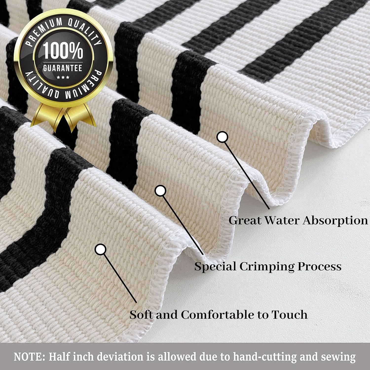 Low Pile 3×5 Beige Striped Rug Durable Cotton Polyester Blend for Indoors