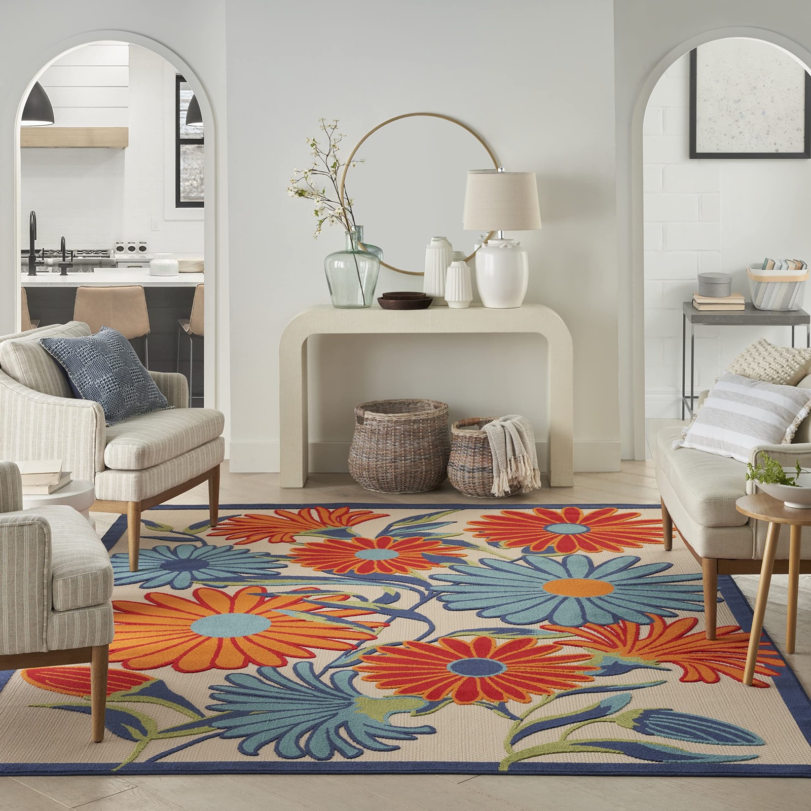 Home Aloha Multicolor 5’3″ x 7’5″ Area Rug – Easy Clean, Non Shedding, Bed Ro…