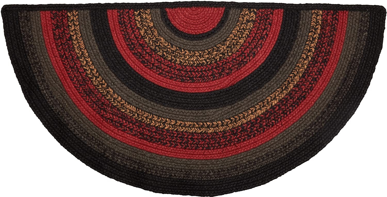 Rustic Jute Rug Half Circle 16.5×33 Natural Fibers Non Slip Pad