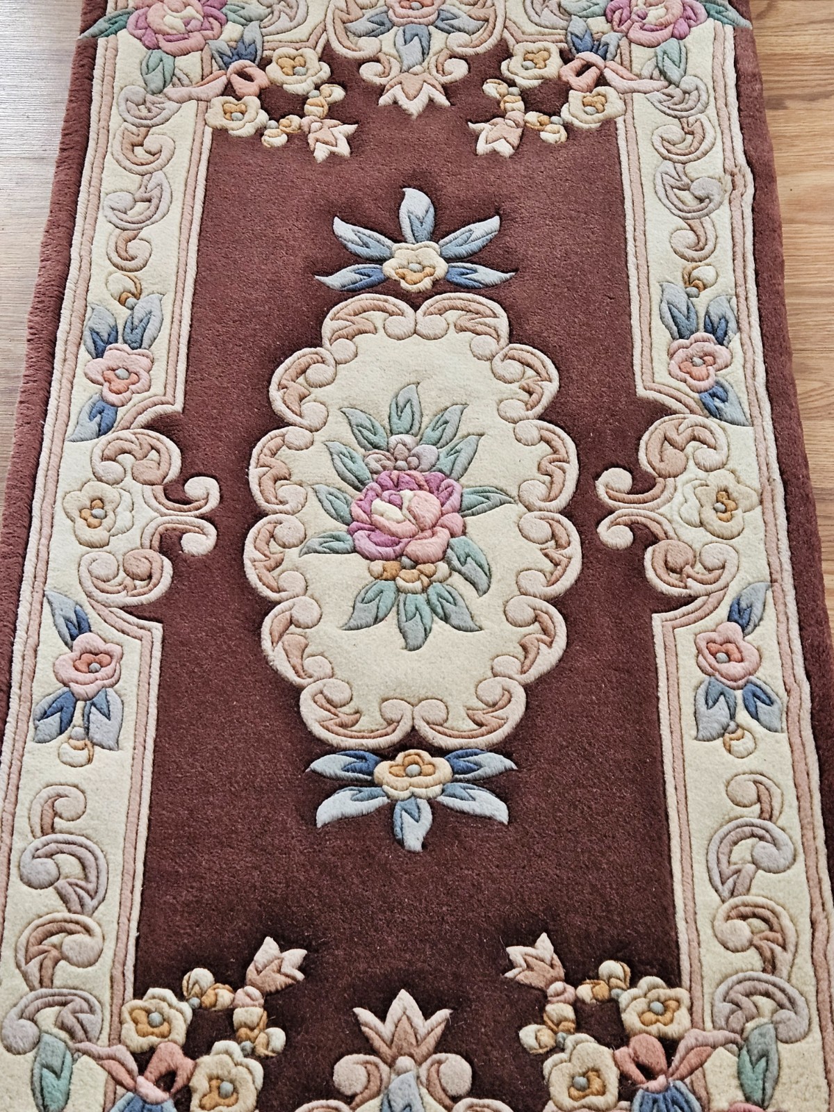 New Tags High Quality Hand Knotted Aubusson 90L Wool Rug 2′ x 4’1 Tag $720.00