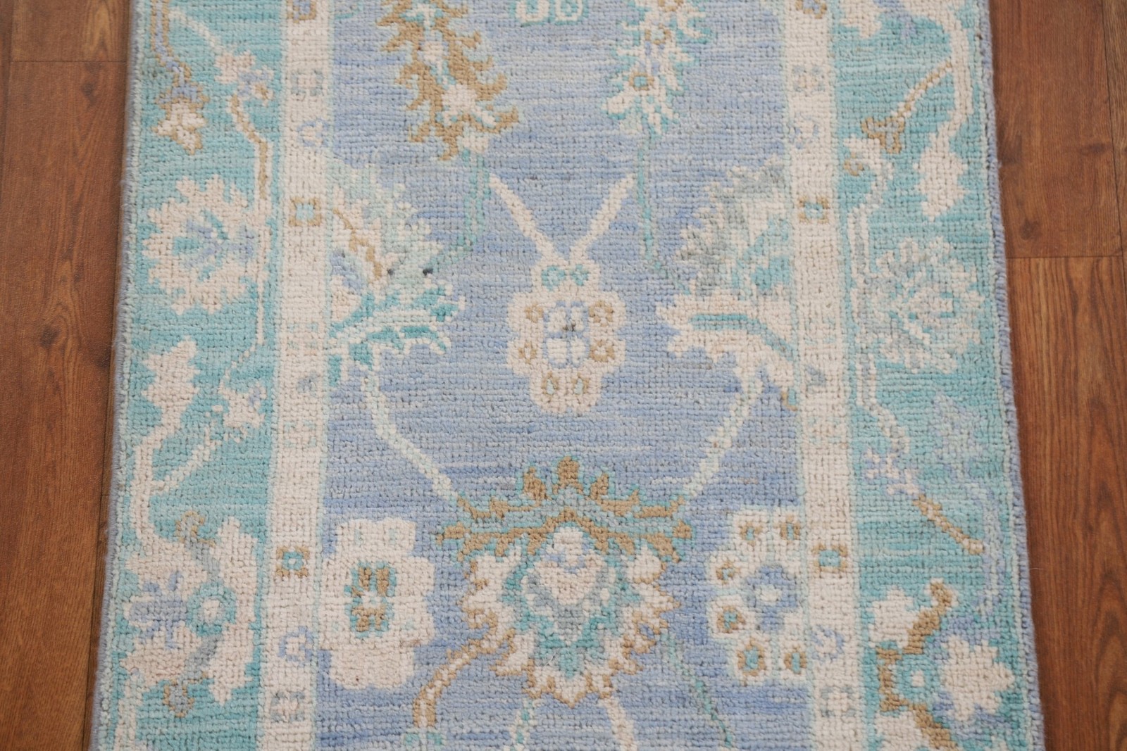 Oushak Turkish Accent Rug 2×4 Vegetable Dye Hand-knotted Wool Geometric Carpet