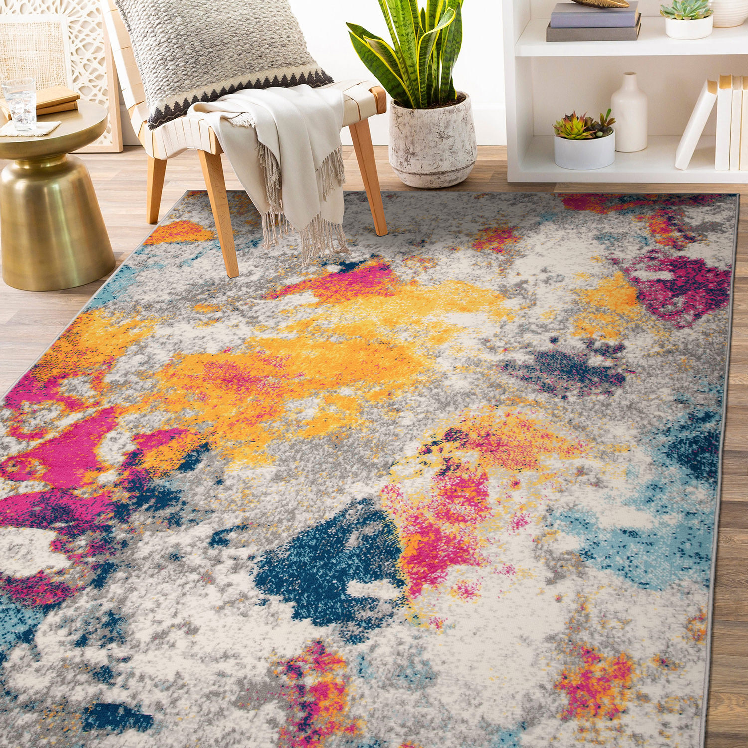 Rugshop Area Rugs for Living Room Abstract Contemporary Carpet Turkish Rugs Sale
