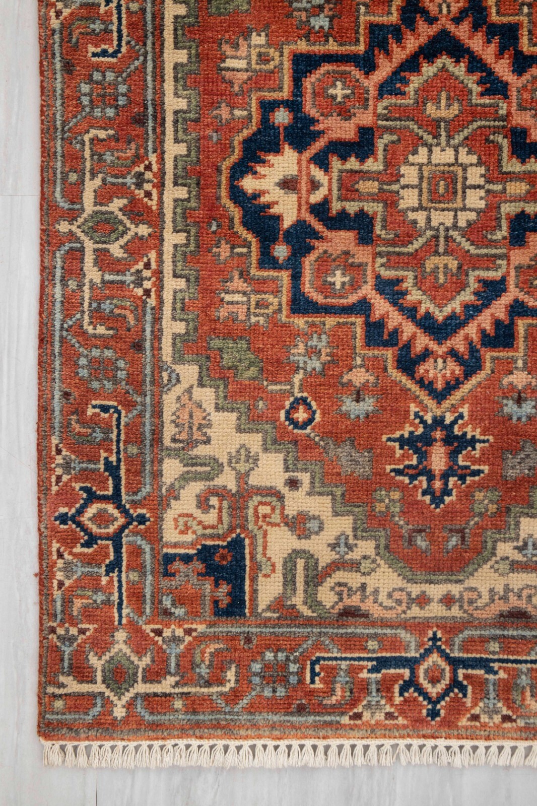 2.6×10 Ft Runner Rug Red Serapi Reproduction Hand Knotted Soft Wool Hallway Rug