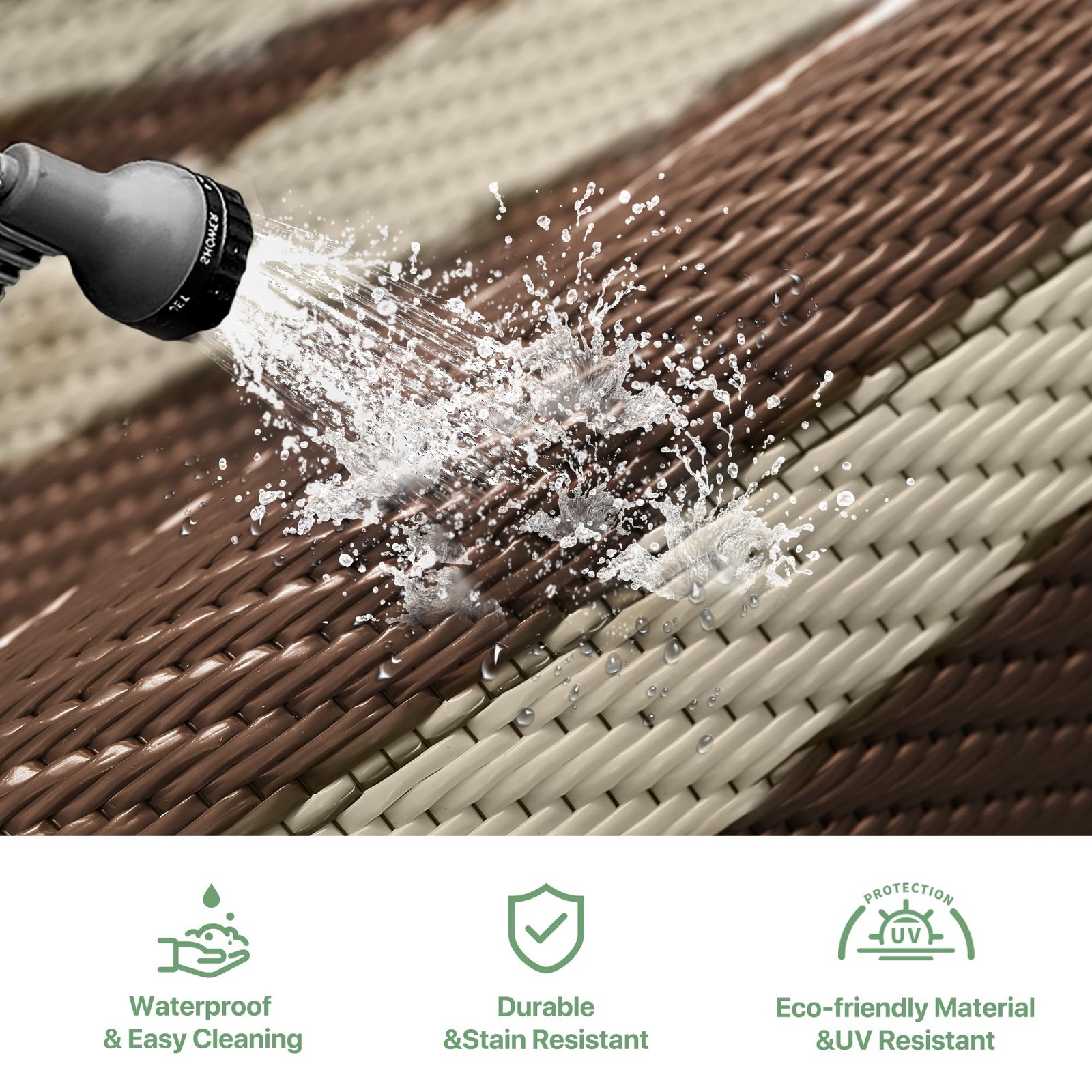 GENIMO Outdoor Rug Waterproof for Patio Decor, 5×8 Reversible Plastic Straw R…
