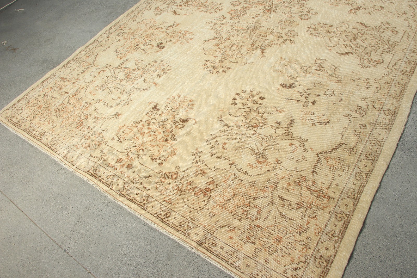 6,9×10,2 ft Rug, Vintage Rug, Turkish Brown Wool Southwestern Rug