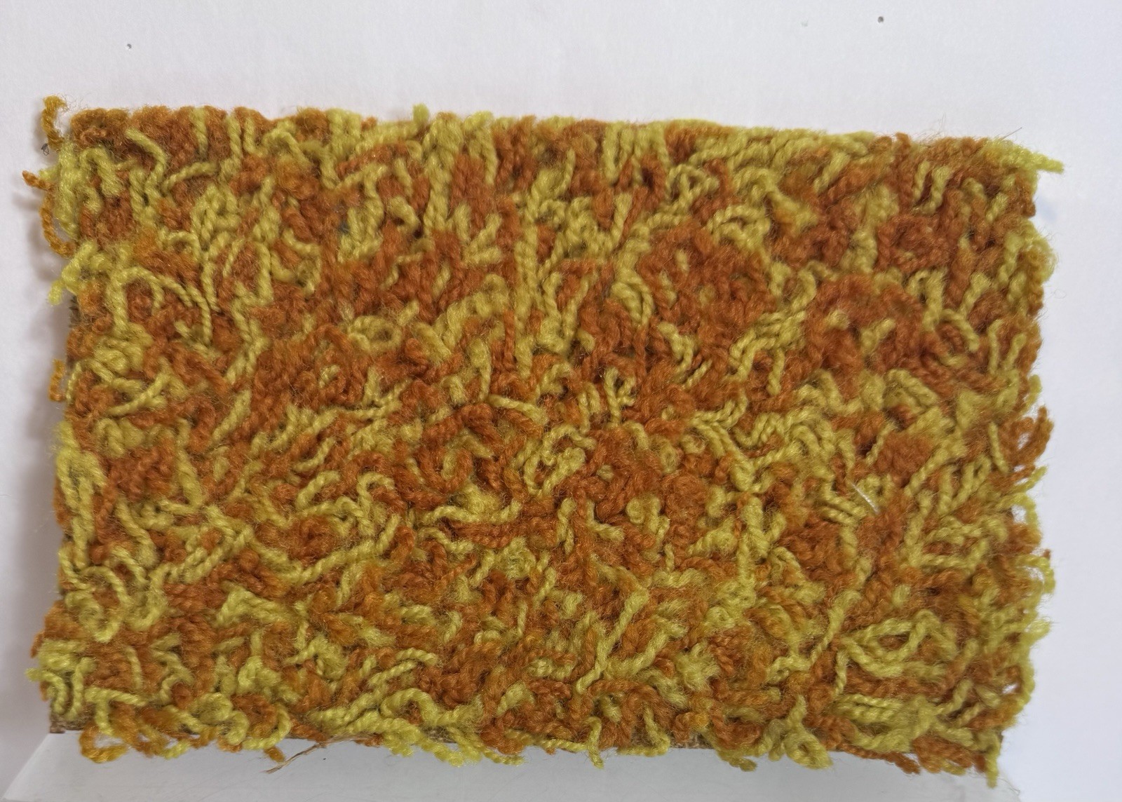 Vintage MCM Shag Carpet Sample Orange Yellow 8” X 5” USED PLEASE READ