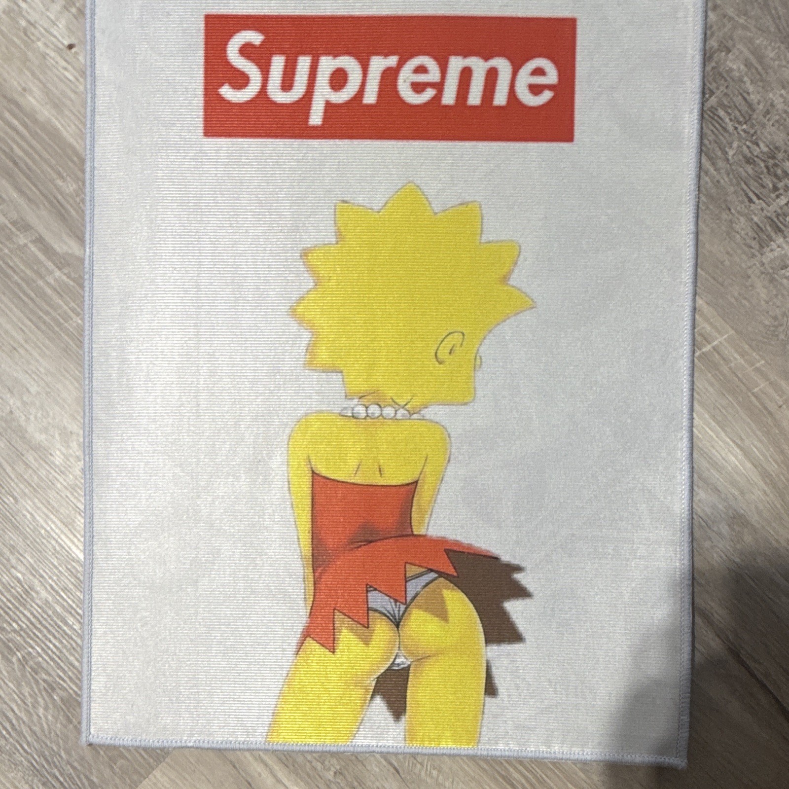 Supreme Lisa Simpson custom rug White 100% Cotton Graphic Print 16 x 28 in