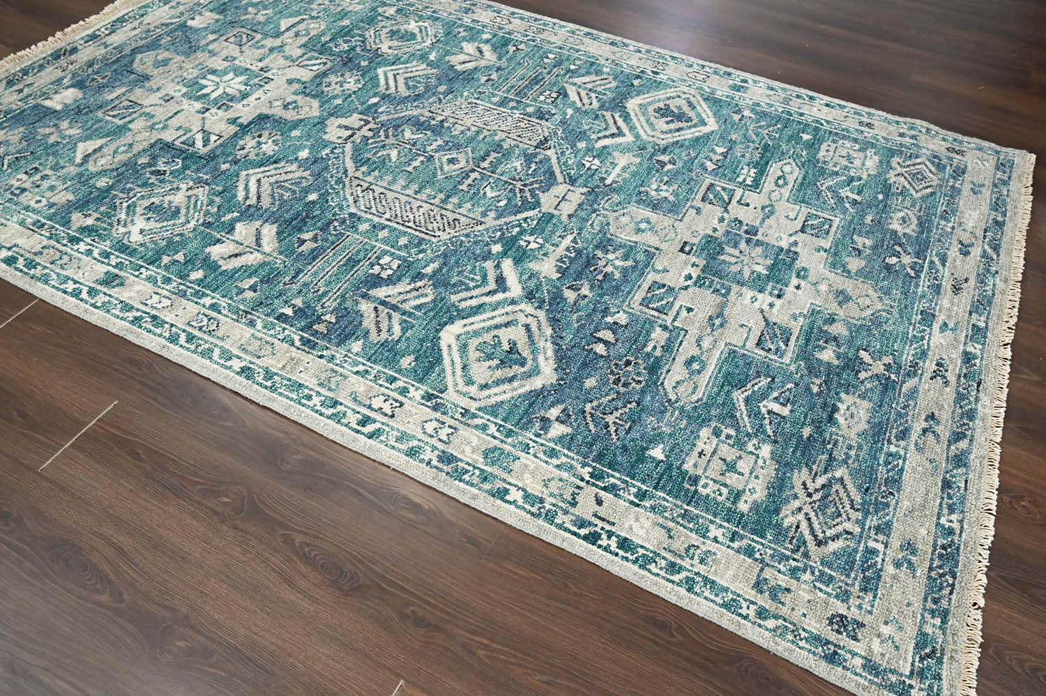 LoomBloom Multi Sizes Hand Knotted Wool Oushak Arts & Crafts Area Rug Turquoise