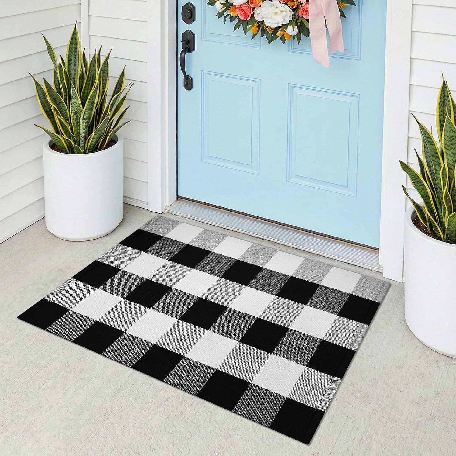 Buffalo Plaid Area Rugs 2X3 Ft Black and White Checkered Rug Washable