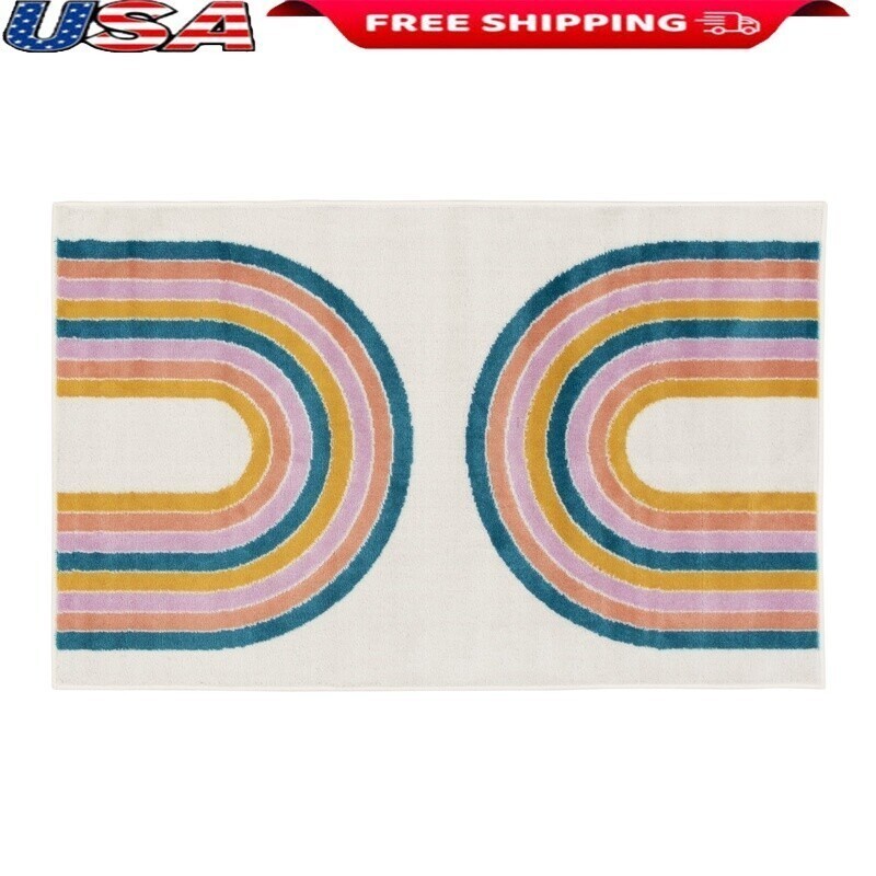 Rainbow Arches Indoor Rug Stain Fade Resistant Soft Durable High Traffic Ivory