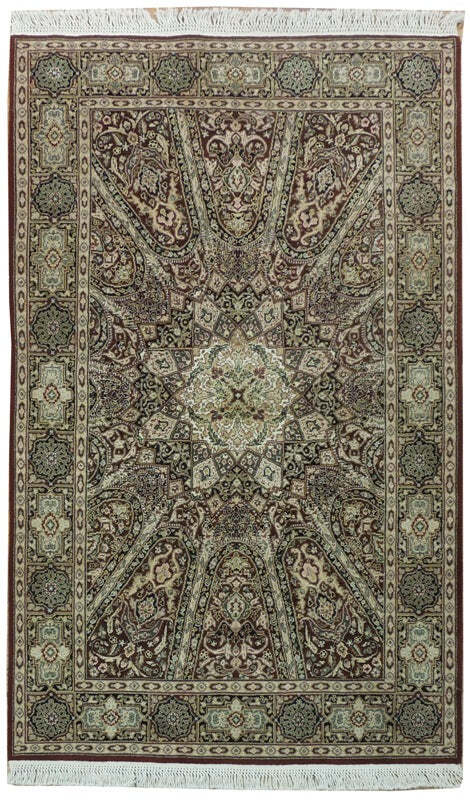 4×6′ Ivory Wool & Silk Fine Quality sino Tabreez Rug 20176