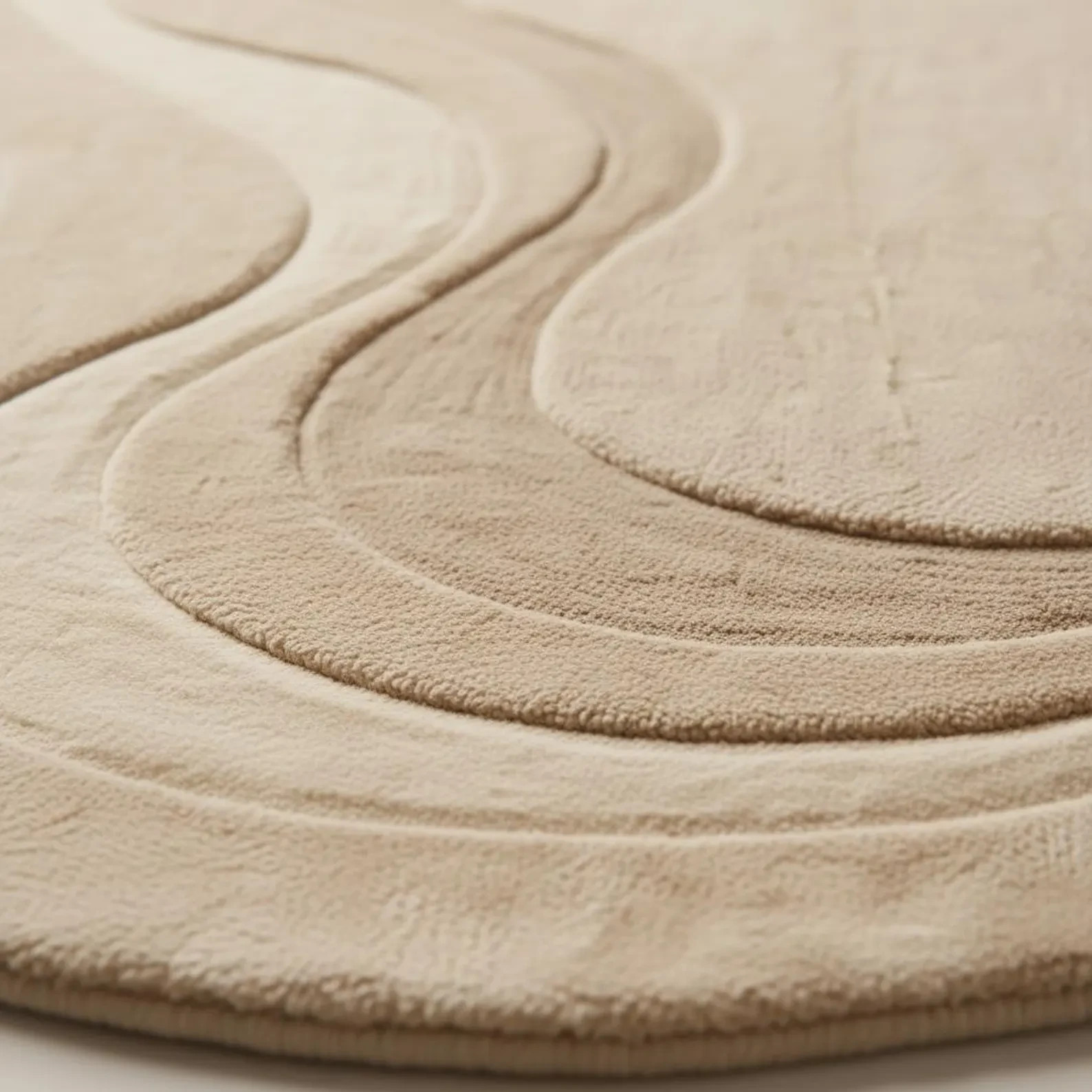 Sculptural Wool Area Rug, Organic Irregular Shape, Modern Neutral Carpet 9×12