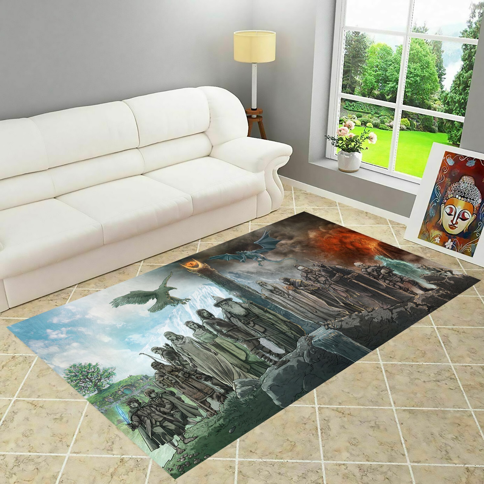The Lord of Rings Rug,Fantasy Themed Area Rug,Mythical Warrior Print,Home Gift