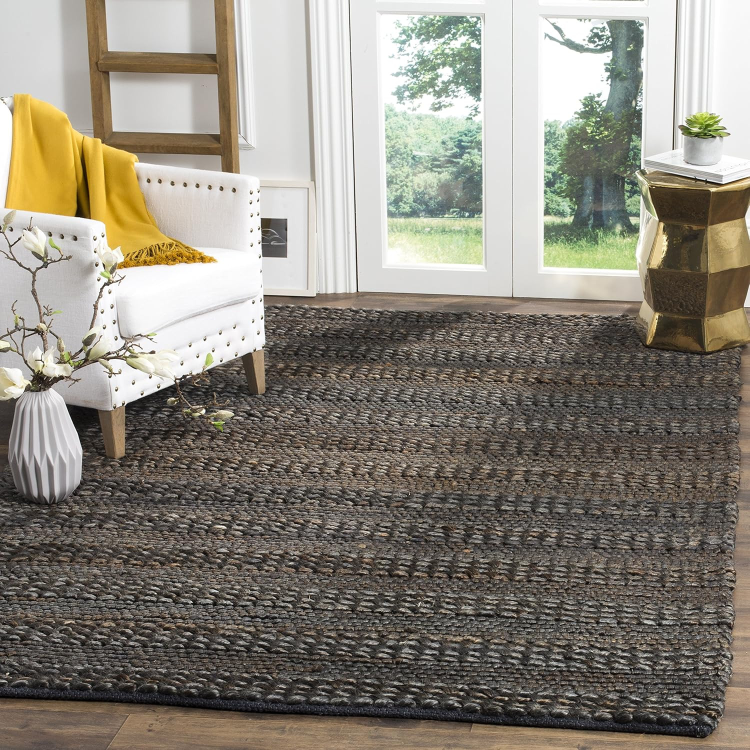 Handmade Charcoal Jute Area Rug – 6′ x 9′ for High Traffic Rooms