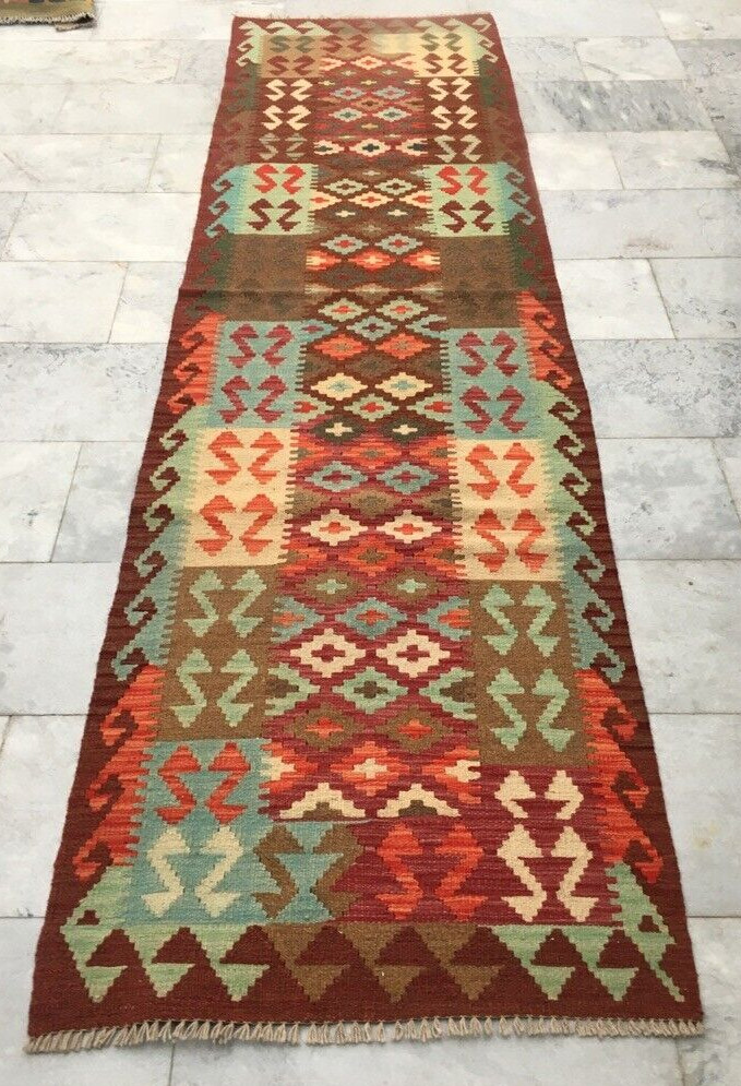 Afghan Runner,Kitchen Runner,Flatweave Kilim,Chobi Runner,Home Decor,3×10 ft