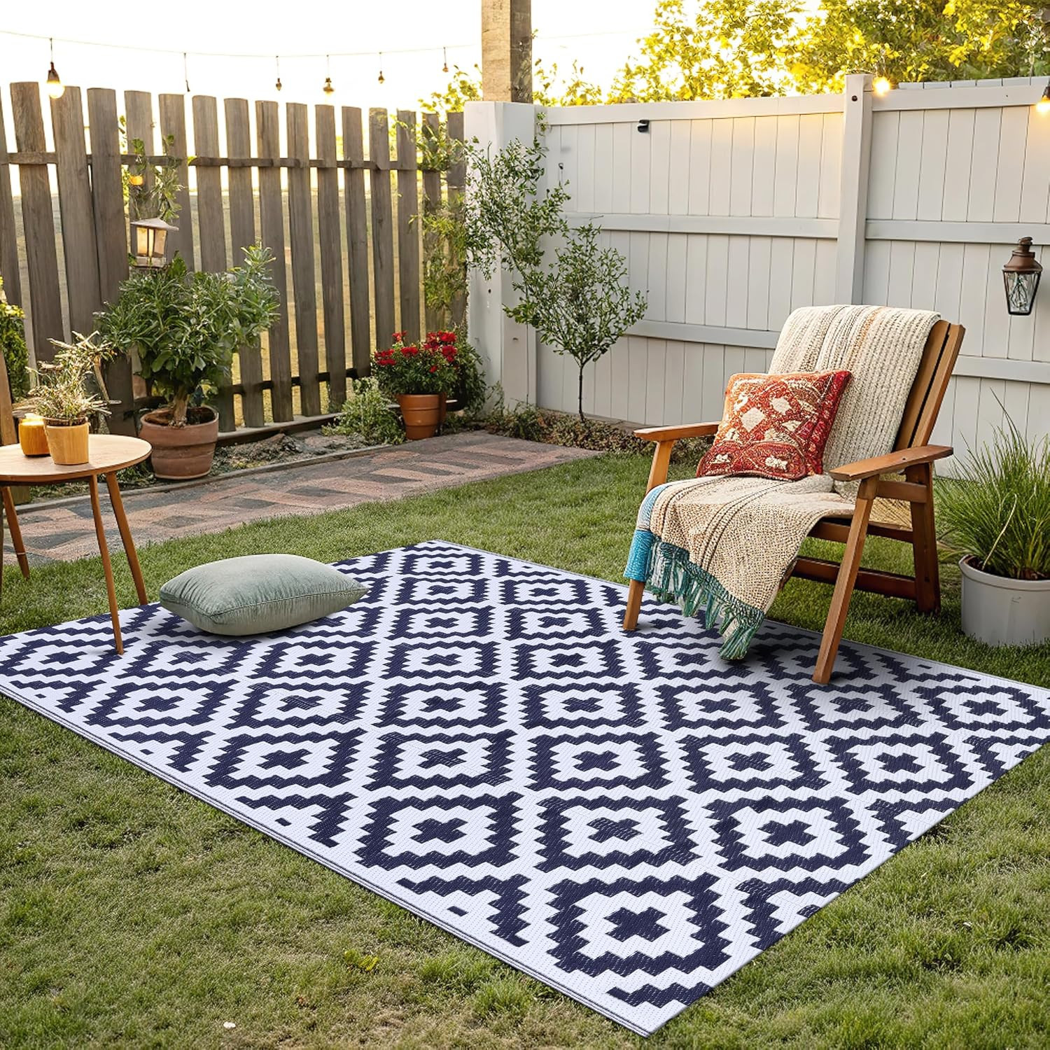 Waterproof Outdoor Rug 4X6 Ft, Reversible Plastic Straw Patio Camping Rugs, Outd