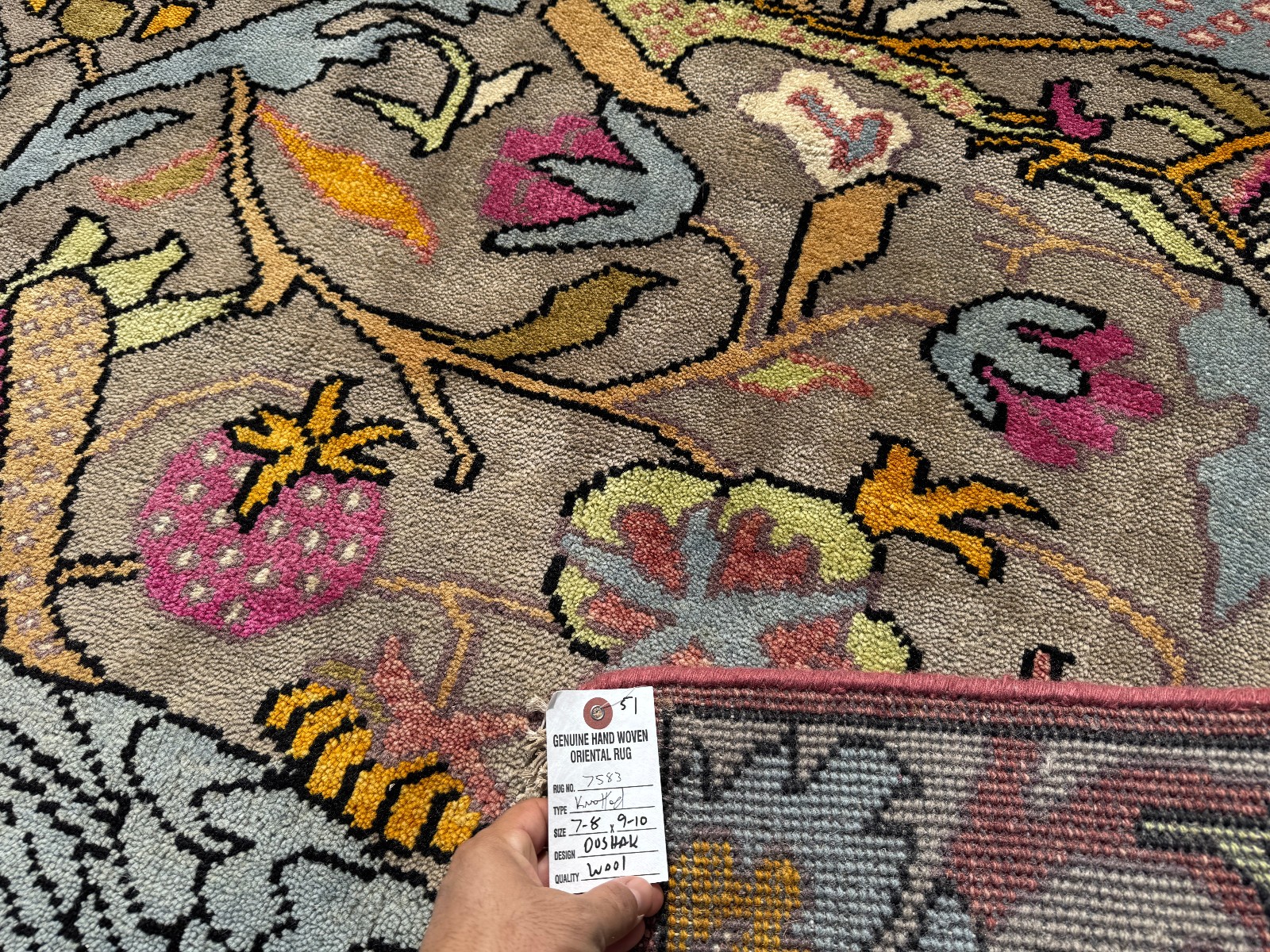 8×10 HANDMADE ORIENTAL RUG hand-woven wool oushak new tree of life animals pink