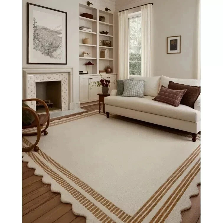 Orange Mustard Yellow Modern Wool Area Rug Geometric Area Rug Living Room Rug