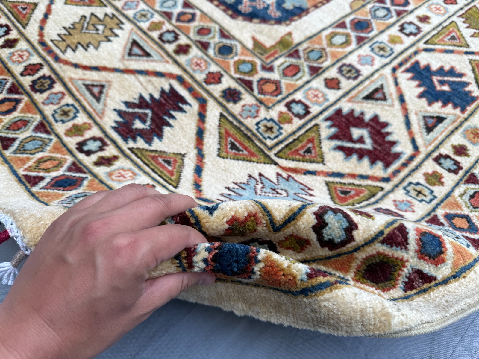 Fine Hand Knotted Afghan Ersari Rug 8×10 ft Ivory Turkmen Oriental Wool Carpet