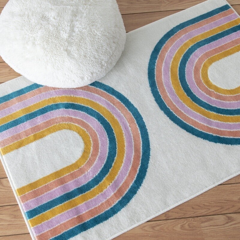 Rainbow Arches Indoor Rug Stain Fade Resistant Soft Durable High Traffic Ivory