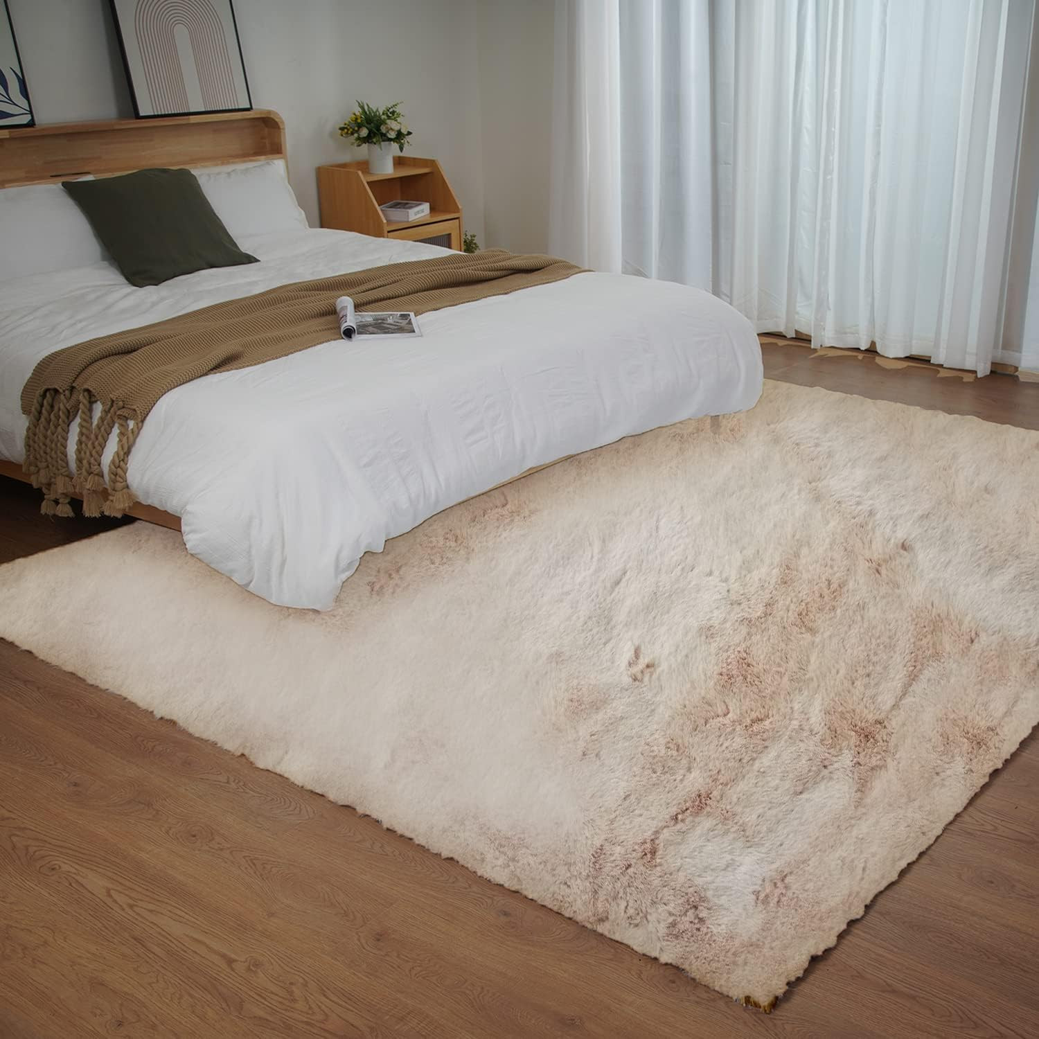 Ultra Soft Faux Rabbit Fur Rug 4×6 – Machine Washable Fluffy Sheepskin Carpet