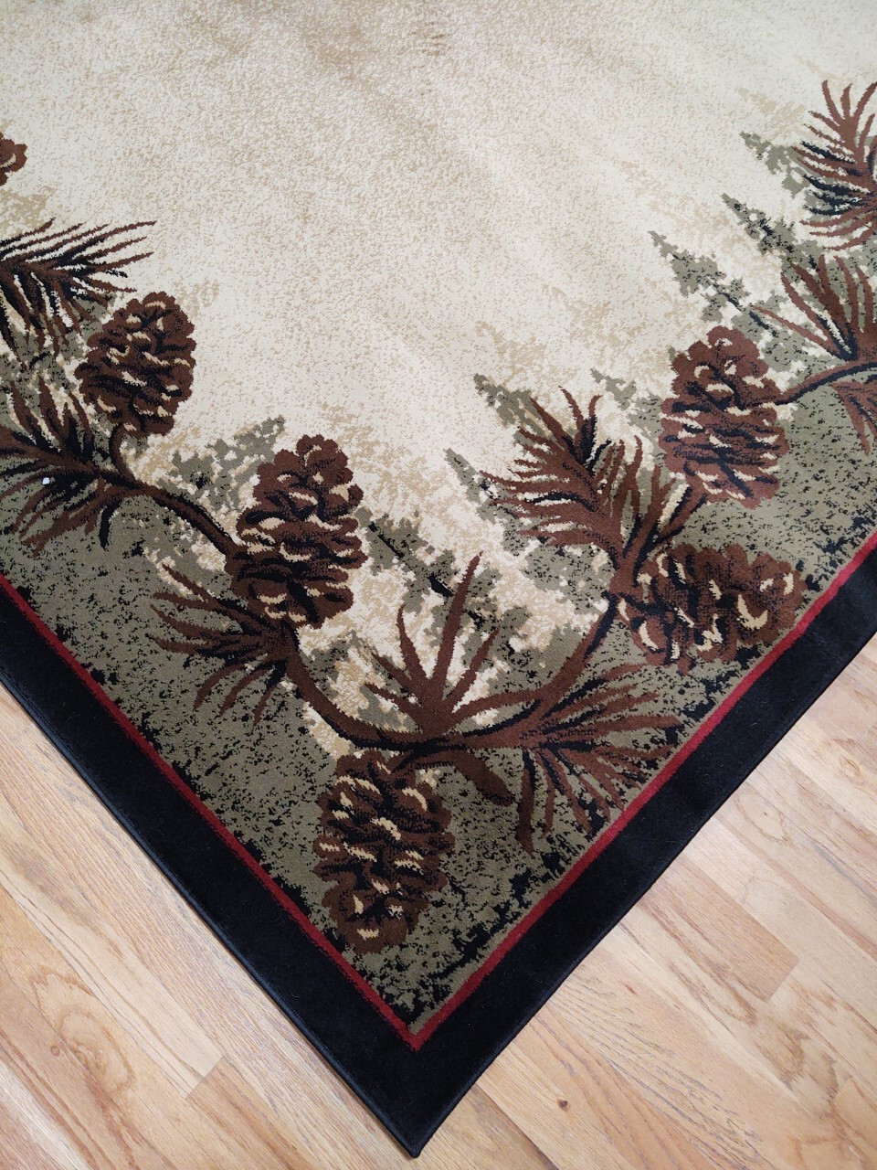 Pinecone Lodge Cabin Rustic Forest Area Rug 8×10 (7’10” x 9’10”)