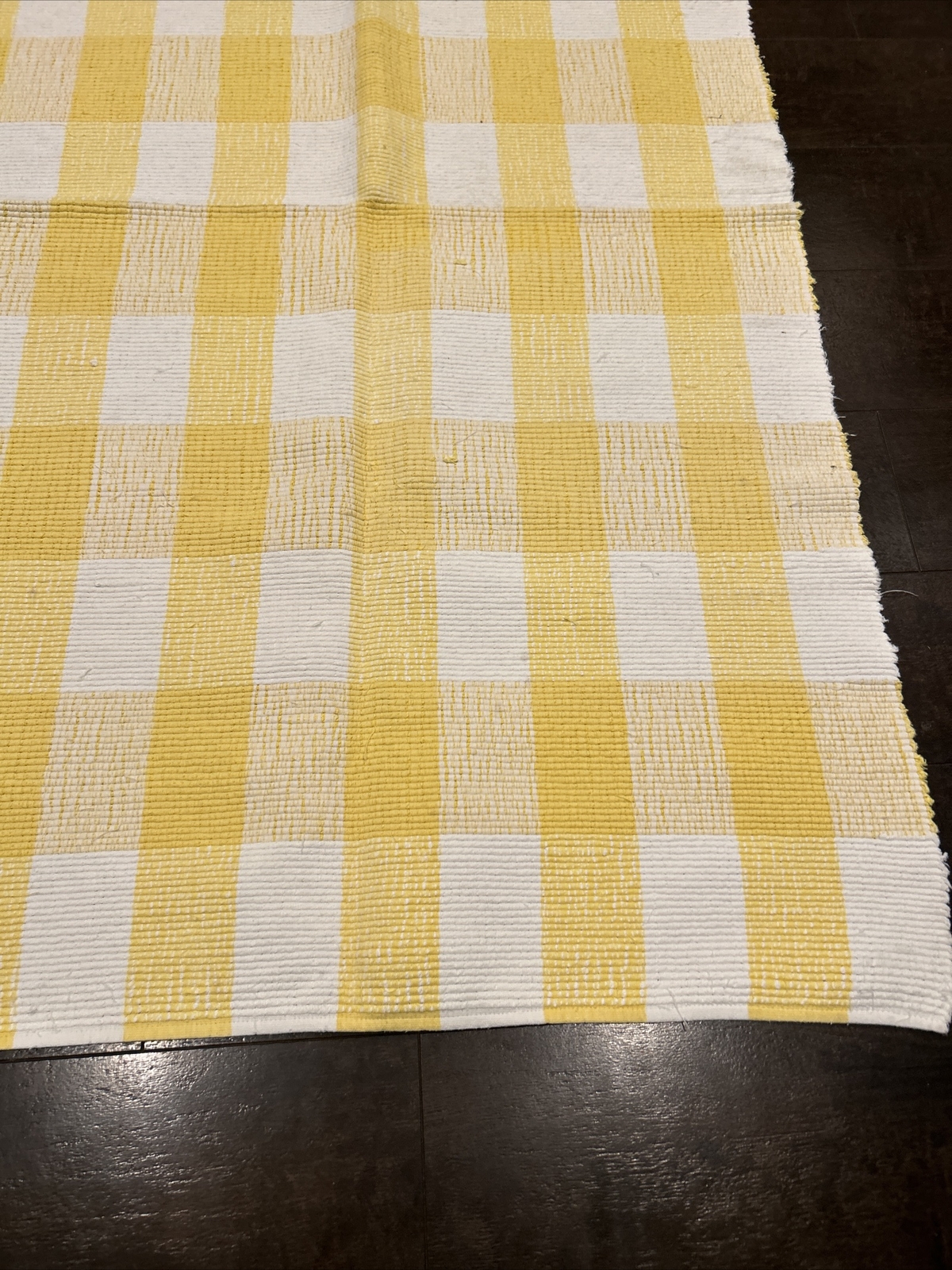 Crate and Barrel plaid farmhouse Yellow White 60 x 34