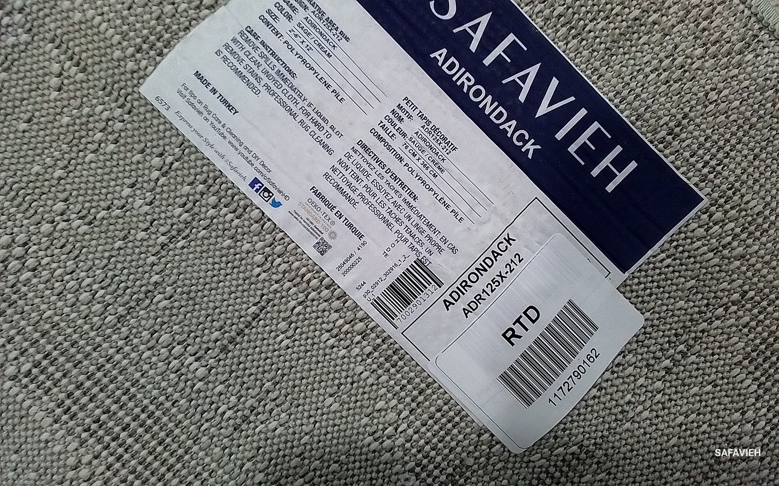 SAGE / CREAM 2′-6″ x 12′-0″ Flaw in Rug, Reduced Price 1172790162 ADR125X-212