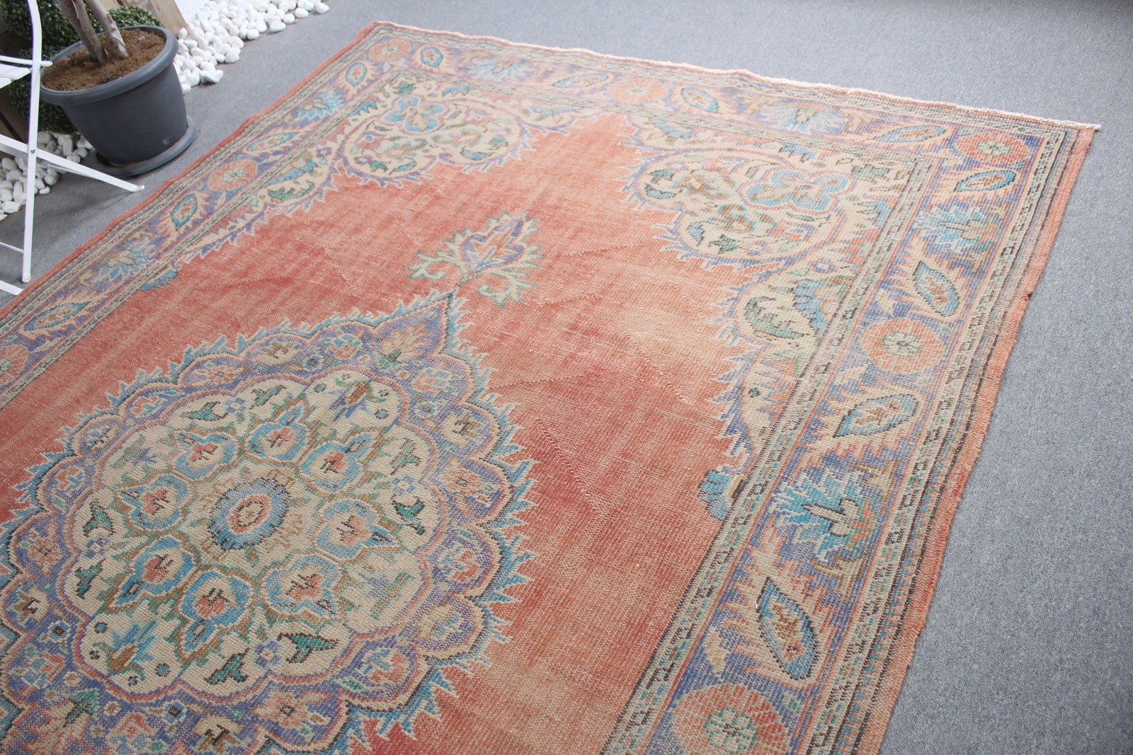 Turkish Rug, Oversize 7,2×11 ft Rug, Red Oriental Rug