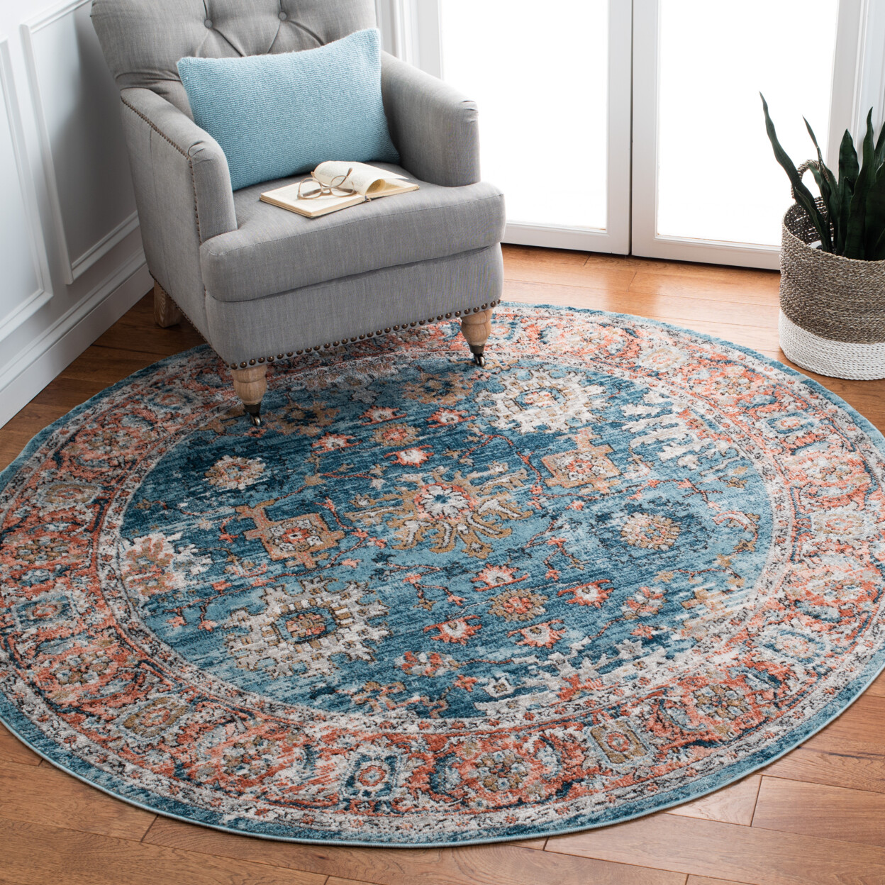 SAFAVIEH Shivan Collection SHV797M Blue / Red Rug