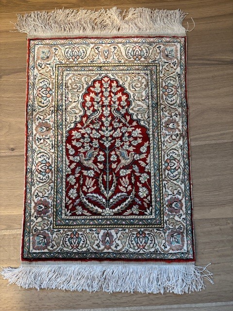 24″ x 16″ Handknotted Silk Carpet High Density Home Decor Tapestry from Turkey