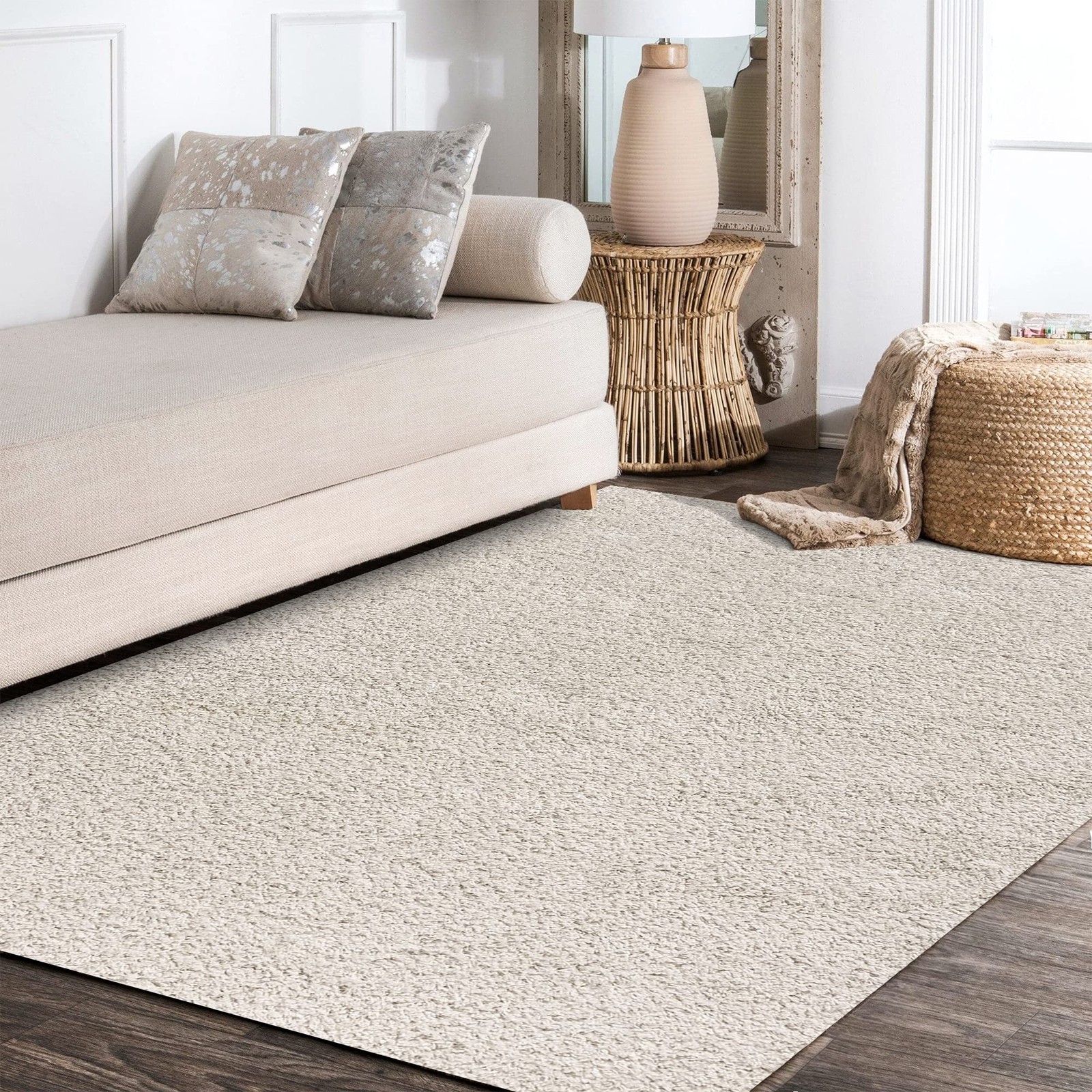 Mercer Shag Plush Cream Indoor Area Rug, 4×6, Contemporary, Modern, Easy-Clea…