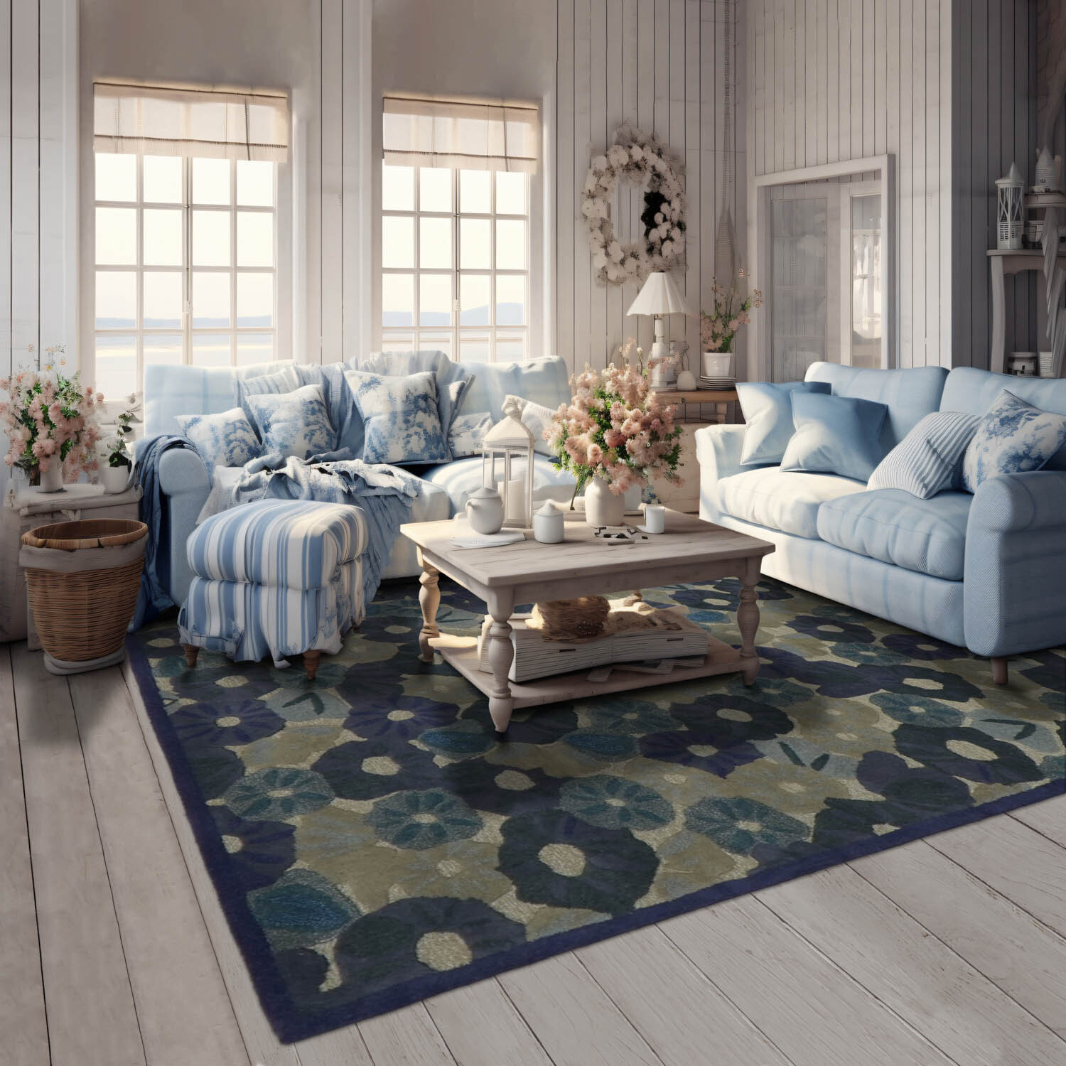 7’8″x10′ Beige Hand Tufted Modern Wool & Bamboo Silk Area Rug